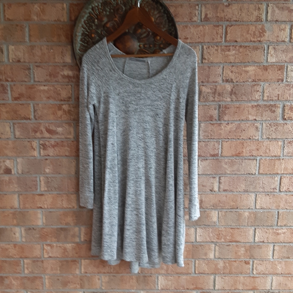 Cherish Heathered Gray Long Sleeve Dress